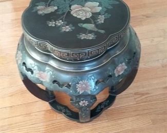 Asian Accent Table with Embossed Floral Design
