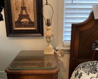 vintage alabaster lamp - works and paris pix with mirror