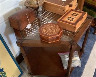 Wooden boxes and end table