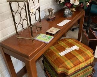Lane Parson table wine rack and Ethan Allan vintage stacking stools