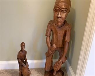#6	Carved wood figurines big 25" small 13"	 $40.00 both
