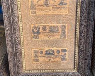 Republic of Texas framed money (repro)
