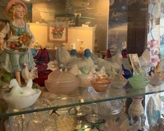 Vintage chicken candy dish collection