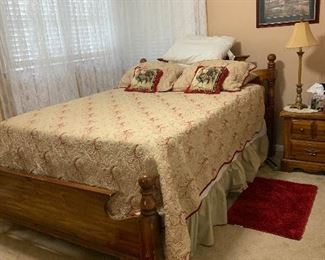 Queen bed, nightstand, and dresser with mirror 