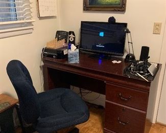 Desk and office chair, Gateway desktop computer