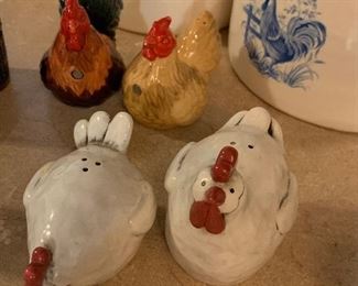 Chicken salt and pepper set collections; Chicken canister sets