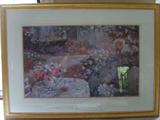 Floor Koomen Print
This print depicts a lovely garden side table with a wine decanter and already poured glass. Size: 53"W x 39"H