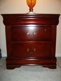 Beautiful Two Drawer Nightstands! (pair)
This piece is a solid cherry with one privacy drawer adorned with an elegant red felt inlay. Normal signs of use or wear should be expected such as minor nicks, dings or light rubs but otherwise this piece is in great condition and would make a gorgeous addition to any bedroom.
Size: 27" by 18"