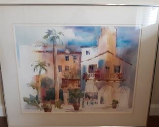 Original watercolor Foggy Morning at La Valencia by Joan McKasson