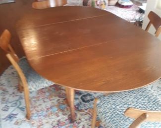 Wood Dining Table with leaf 4 chairs