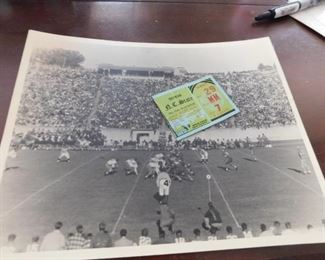 Old N.C. State vs. Duke Football Ticket Stub and 8 x 10 Photograph of Game