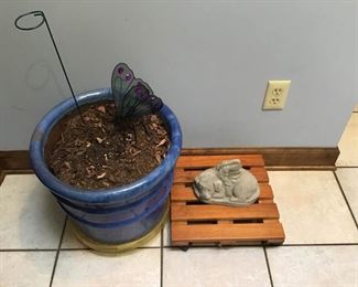 Ceramic Flower Pot, Butterfly, Dog and Rolling Stands https://ctbids.com/#!/description/share/363980