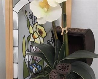 Stain Glass Art and Artificial Orchid https://ctbids.com/#!/description/share/363877