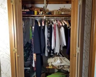 Entire Closet Full; Clothing, Glassware, Vintage Tablecloths, Area Rug https://ctbids.com/#!/description/share/362494