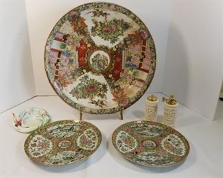 Vintage Chinese Rose Medallion Bowl & Plates, Asian Decor https://ctbids.com/#!/description/share/362543