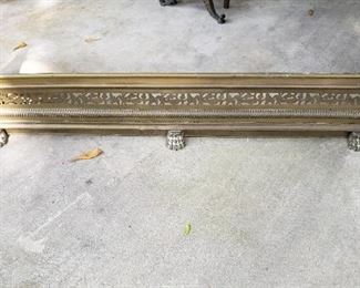 $50 - Item #23: Brass fireplace barrier, approx. 49" long, 13" deep, 9" high