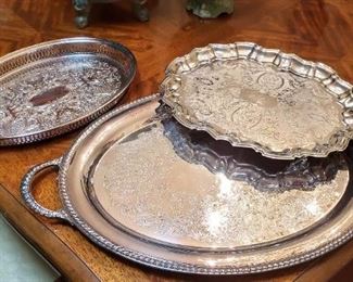 $20 - Item #38: Silver plated trays, all.