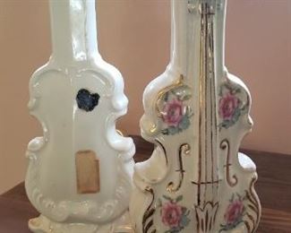 $20 - Item # 72: Pair of ceramic violin vases, vintage.