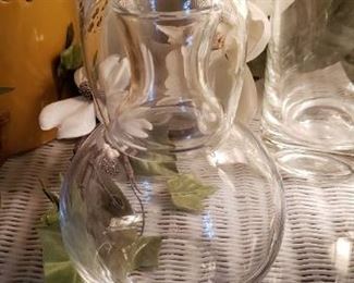 $12 - Item # 75: Night time or guest water pitcher/cup set. No mark