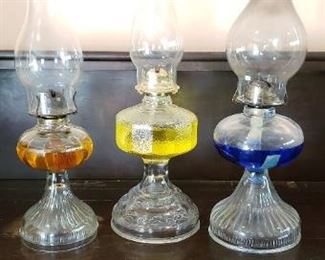 $15ea - Item # 88,89,90: Oil lamps from left to right. 