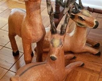 $15 - Item # 112: Painted paper mache deer set