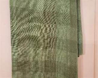 $10ea - Item #157: Green plaid tablecloth, burlap feel. 2 available. Size approx. 48" x 52"