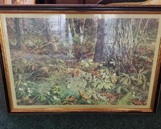 $30 - Item #189: Woodland art print, wood frame