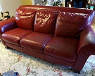 Red leather sofa