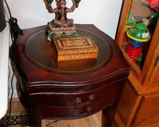 Leather top end table
