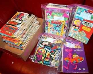 Vintage comic books - Archie, The Pink Panther, Richie Rich, The Amazing Spiderman, etc.