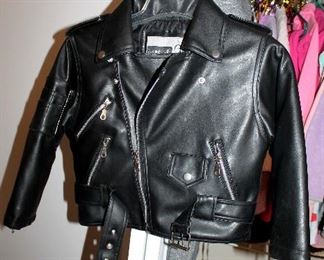 Children's leather motorcycle jacket