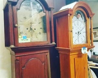 Grandfather Clocks: Clock on Left, discounted price now $500; Clock on Right, discounted price now $300
***Please note: California sales tax will be charged on all purchases unless you have a valid California resale certificate on file with us.***
