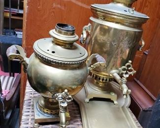 Brass samovars - small discounted price now $25; large with tray SOLD.
***Please note: California sales tax will be charged on all purchases unless you have a valid California resale certificate on file with us.***
