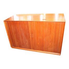 Midcentury Teak Tambour Door Entertainment Cabinet by Povel Dineson , Made in Denmark, Measures approx 54ʺW × 23.5ʺD × 34ʺH, Discounted price now $447.50
***Please note: California sales tax will be charged on all purchases unless you have a valid California resale certificate on file with us.***