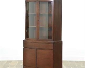 Mid Century Modern China Hutch W Curved Glass Doors