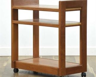 Vintage Danish Modern Library Cart Media Shelf