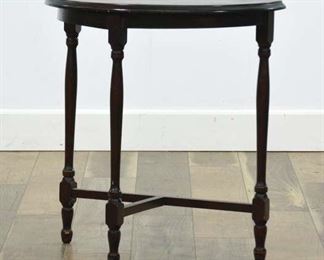 American Colonial Demilune Console Table W Turned Legs