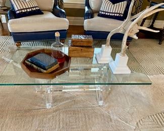 Lucite and Glass Cocktail Table