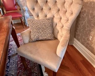 Sold-        Pair of Jessica Charles Tufted Wing Chairs