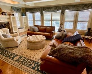 Ecru Upholstered Tufted Ottoman