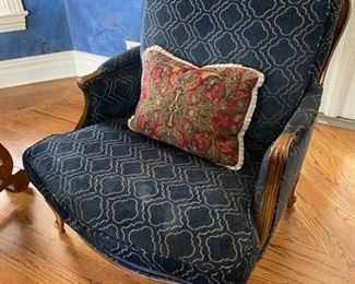 Chenille Upholstered Bergere Chair