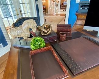 SOLD-       Horchow Leather Desk Set