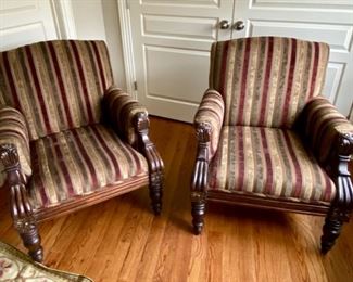 Pair of Velvet Striped Upholstered Chairs