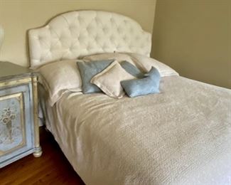 Tufted Ecru Upholstered Queen Sized Headboard