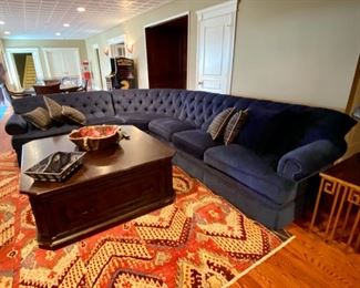 SOLD-  Century Tufted Navy Chenille Upholstered Sectional