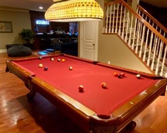 SOLD-       Brunswick 9' Pool Table with Red Felt Top