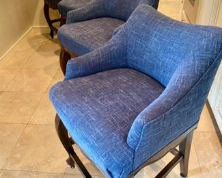 Sold-       Set of 4 Blue Upholstered Counter Stools