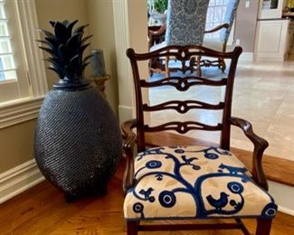 Mahogany Framed Accent Chair with Upholstered Seat