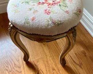 SOLD-    Needlepoint Top Stool