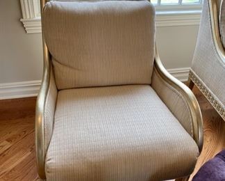 SOLD-       Pair of Empire Style Custom Upholstered Chairs